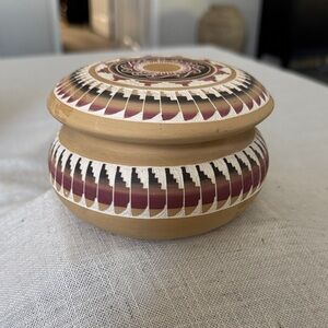 Handcrafted Decorative Pot with Geometric Design